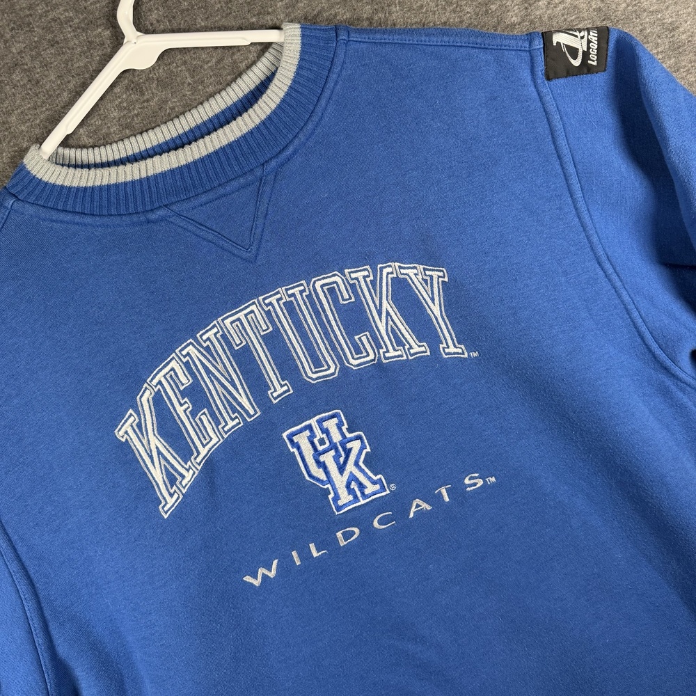 Vintage Kentucky Wildcats Sweatshirt Large Blue NCAA Basketball Logo Athletic